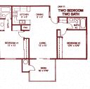 2 Bedroom 2 Bathroom Dual ( Downstairs) Floor Plan at Park West Apartments, Chino, CA, 91710